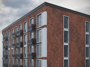 Brick Residential Building 012 3D Model