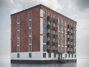 Brick Residential Building 012 3D Model