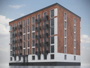 Brick Residential Building 012 3D Model