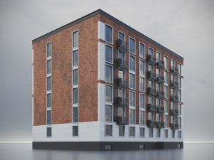Brick Residential Building 012 3D Модель