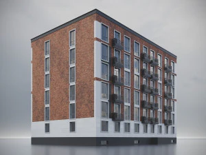 Brick Residential Building 012 3D Model