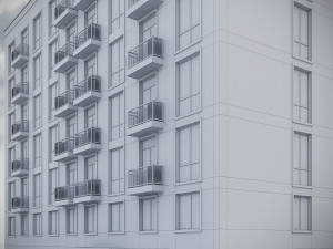 Brick Residential Building 012 3D Модель