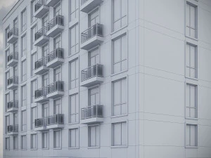 Brick Residential Building 012 3D Model