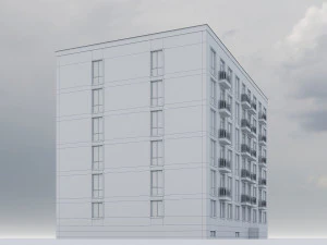 Brick Residential Building 012 3D Model