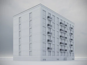 Brick Residential Building 012 3D Model