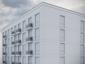 Brick Residential Building 012 3D Model