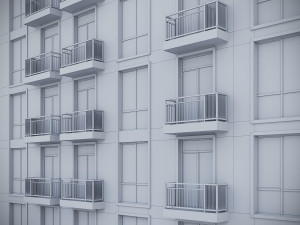 Brick Residential Building 012 3D Модель