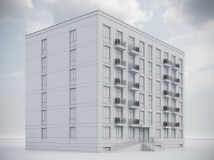 Brick Residential Building 012 3D Модель