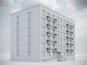 Brick Residential Building 012 3D Model