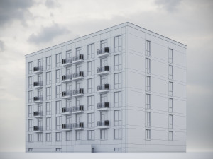 Brick Residential Building 012 3D Модель