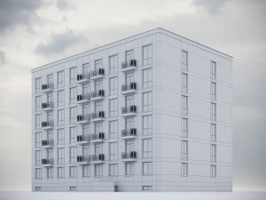 Brick Residential Building 012 3D Model