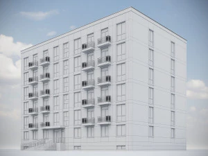 Brick Residential Building 012 3D Model