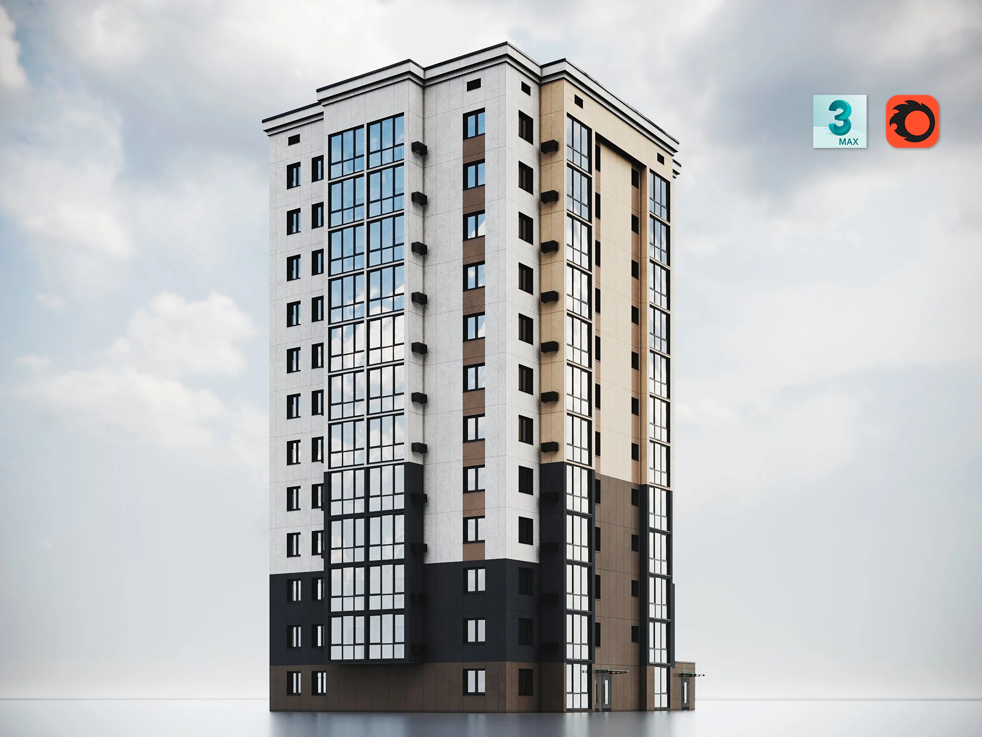 Modern Residential Building 010 3D Model .c4d .max .obj .3ds .fbx .stl .blend 