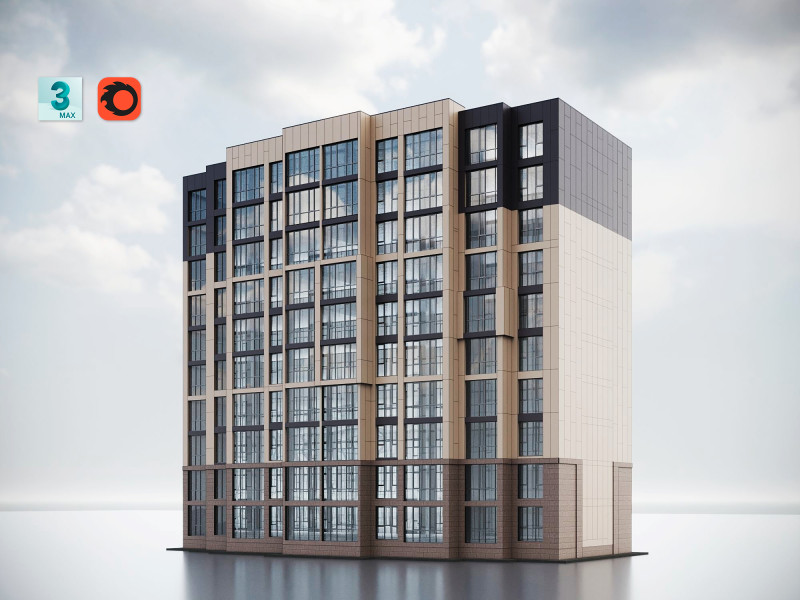 Modern Residential Building 009 3D Model .c4d .max .obj .3ds .fbx .stl .blend 