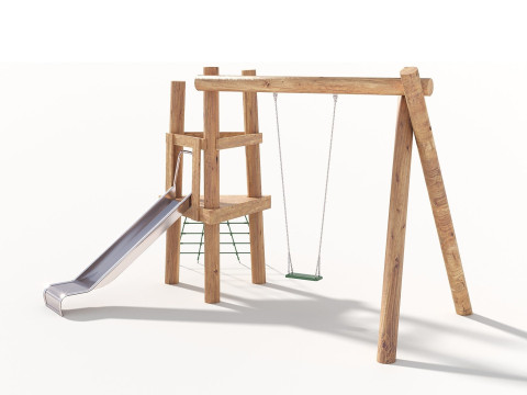 Wooden Outdoor Play Equipment - Playground - 008 3D 모델