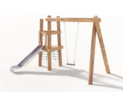 Wooden Outdoor Play Equipment - Playground - 008 3D Model