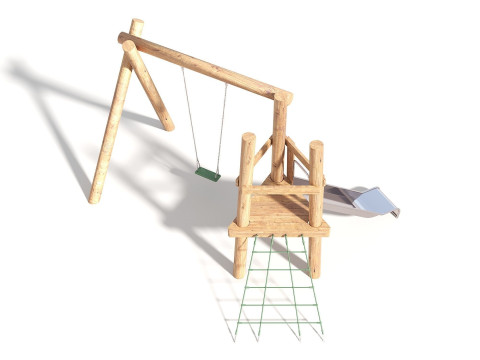 Wooden Outdoor Play Equipment - Playground - 008 3D 모델