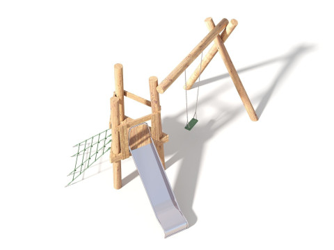 Wooden Outdoor Play Equipment - Playground - 008 3D 모델
