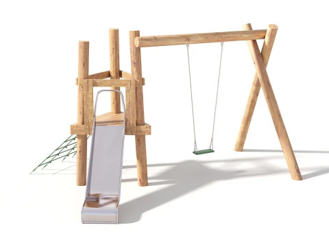 Wooden Outdoor Play Equipment - Playground - 008 3D Model