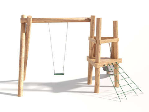 Wooden Outdoor Play Equipment - Playground - 008 3D 모델