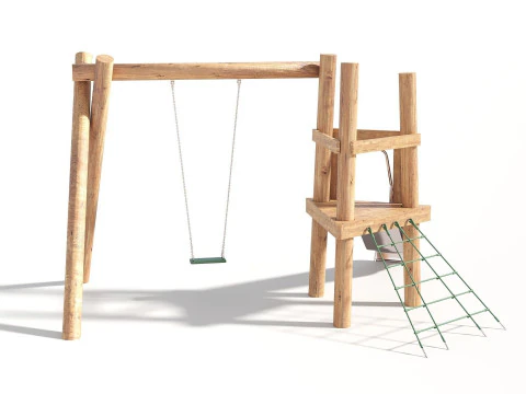 Wooden Outdoor Play Equipment - Playground - 008 3D Model