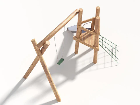 Wooden Outdoor Play Equipment - Playground - 008 3D Model