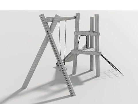 Wooden Outdoor Play Equipment - Playground - 008 3D Model