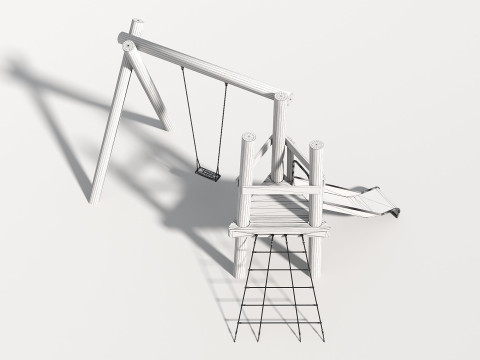 Wooden Outdoor Play Equipment - Playground - 008 3D 모델