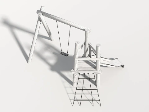 Wooden Outdoor Play Equipment - Playground - 008 3D Model