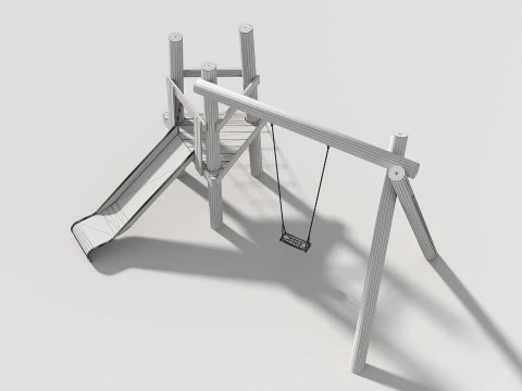 Wooden Outdoor Play Equipment - Playground - 008 3D Model