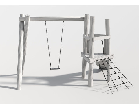 Wooden Outdoor Play Equipment - Playground - 008 3D 모델