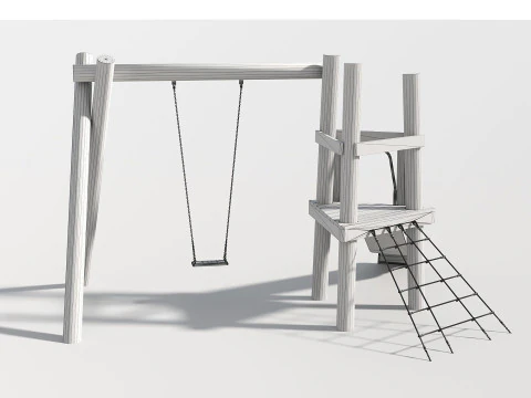 Wooden Outdoor Play Equipment - Playground - 008 3D Model
