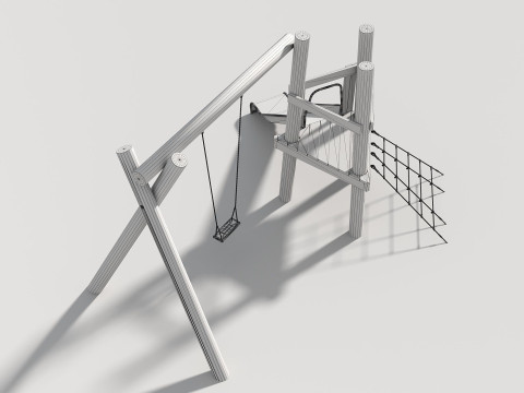Wooden Outdoor Play Equipment - Playground - 008 3D 모델
