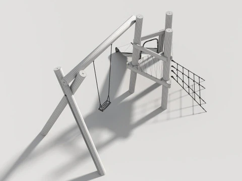 Wooden Outdoor Play Equipment - Playground - 008 3D Model