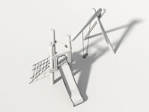 Wooden Outdoor Play Equipment - Playground - 008 3D Model