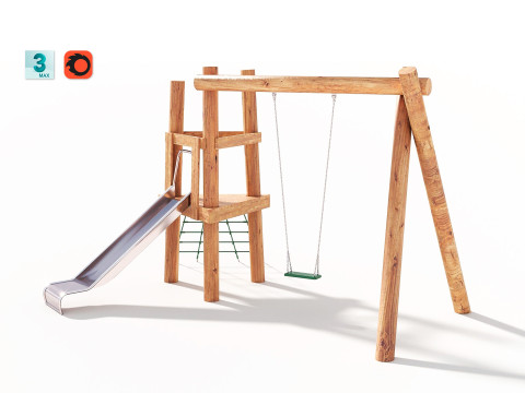 Wooden Outdoor Play Equipment - Playground - 008 3D Model