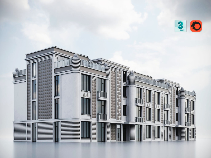 Residential Building 019 3D-Modell .c4d .max .obj .3ds .fbx .stl .blend 