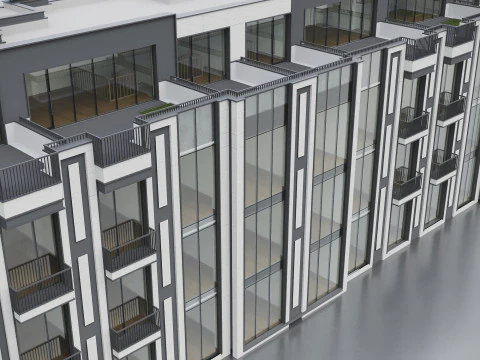 Modern Residential Building 020 3D Model