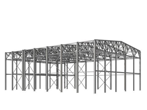 Metal structure - Steel Warehouse Building - Hangar 3D Model