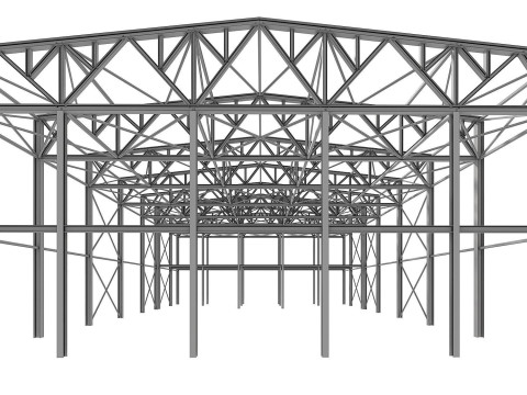 Metal structure - Steel Warehouse Building - Hangar 3D Model