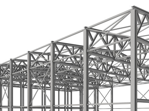 Metal structure - Steel Warehouse Building - Hangar 3D Model