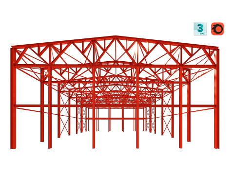 Metal structure - Steel Warehouse Building - Hangar 3D Model