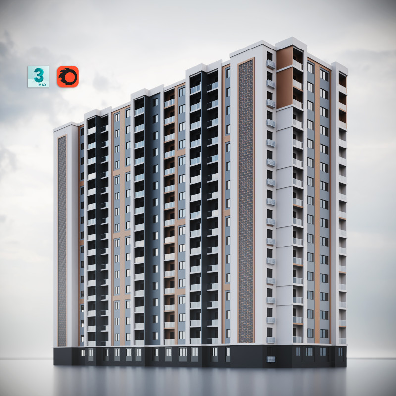 Residential Building 001 3D मॉडल .c4d .max .obj .3ds .fbx .stl .blend 