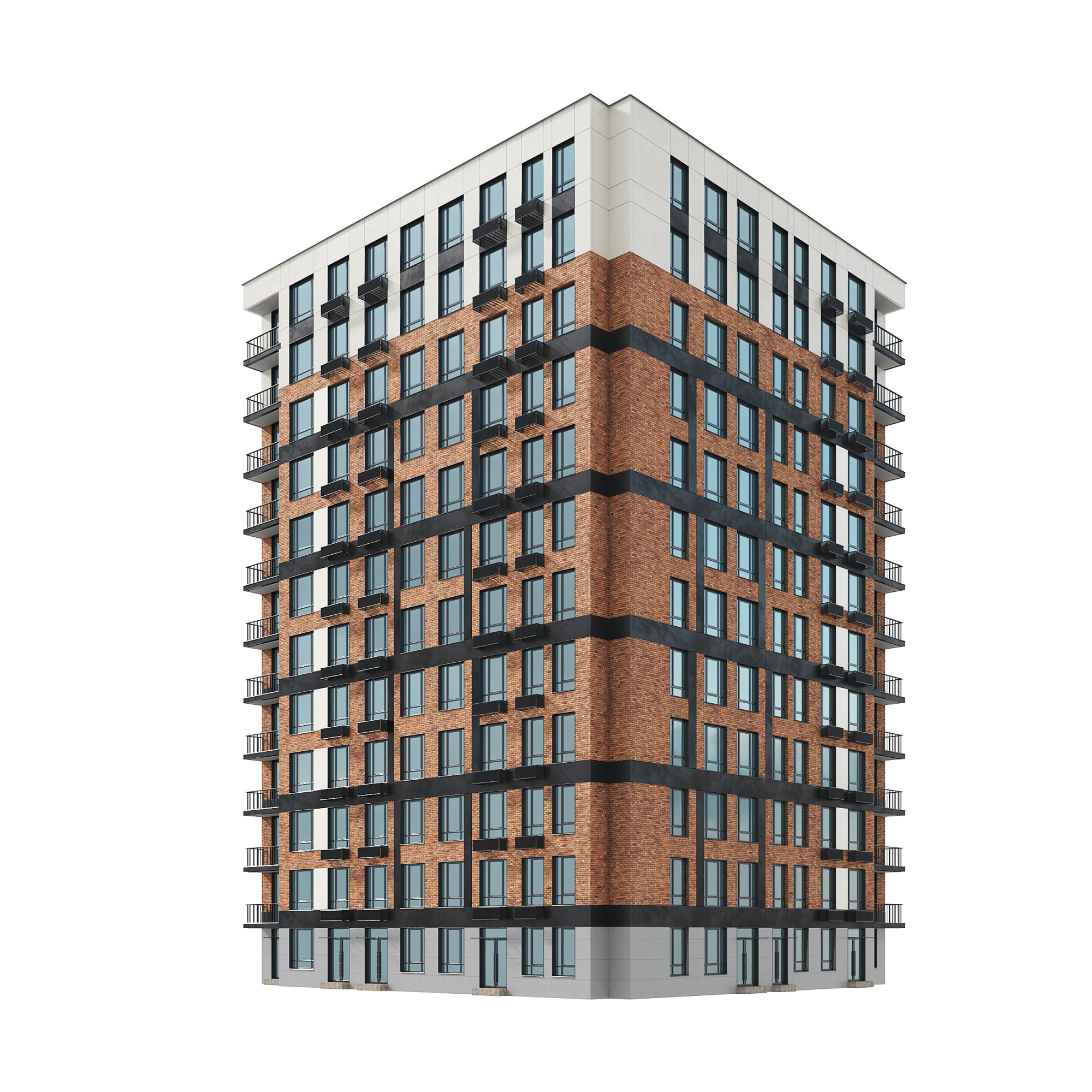 Residential Building 004 3D Model .c4d .max .obj .3ds .fbx .stl .blend 