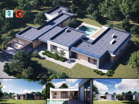 Exterior House Scene 3D Model