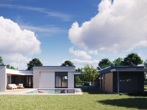 Exterior House Scene 3D Model