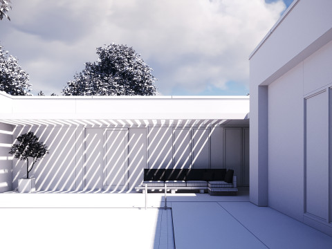 Exterior House Scene 3D Model