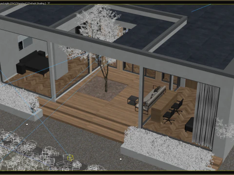 Exterior House Scene Day and Night 3D Model