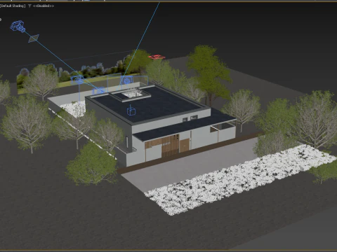 Exterior House Scene Day and Night 3D Model