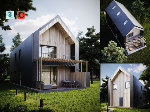 Barn House Scene 3D Model